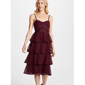 NWT Club Monaco Becaw Dress Robe Burgundy Lace Tiered